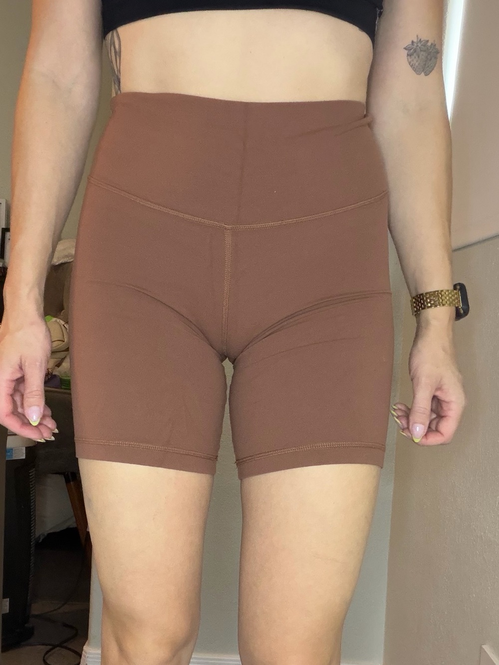 TNA High-Rise Chocolate Brown Bike Shorts